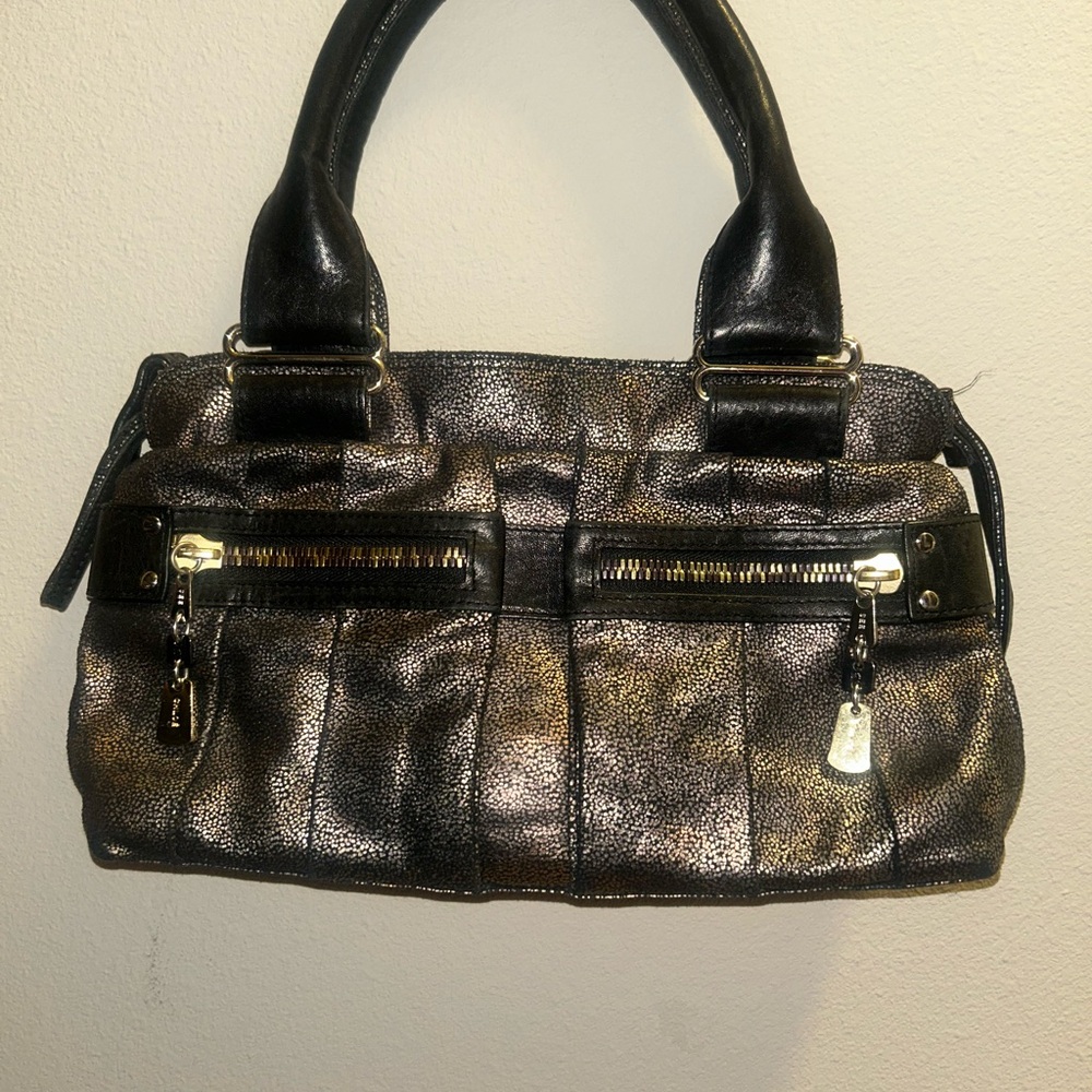 See By Chloe Metallic Day Tripper Bag Elegant Black and Gold Women's Handbag